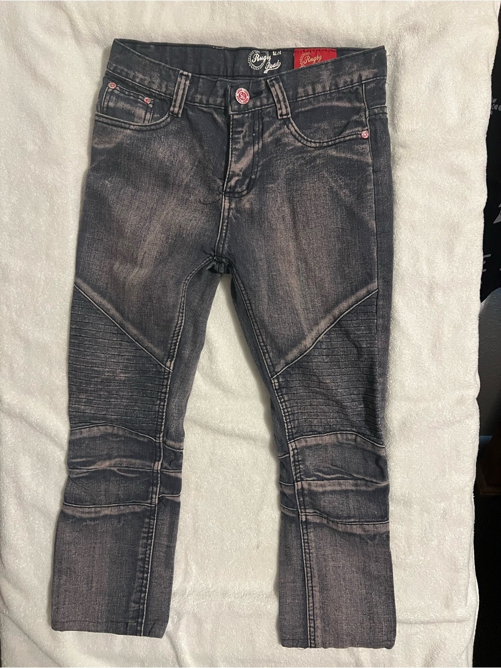 Rock & Republic Kids Washed Black Moto-Style Jeans